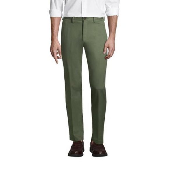 NWT LANDS' END MEN'S TAILORED FIT NO IRON CHINO PANTS VINTAGE BAYLEAF 37 - Picture 1 of 5
